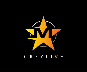 Letter M Fast Star, Technology and digital abstract line M network space logo.  