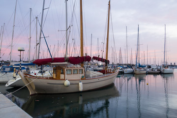 Fototapeta premium Athens, Greece - Dec 21, 2019: Marina of Flisvos in Athens, Greece