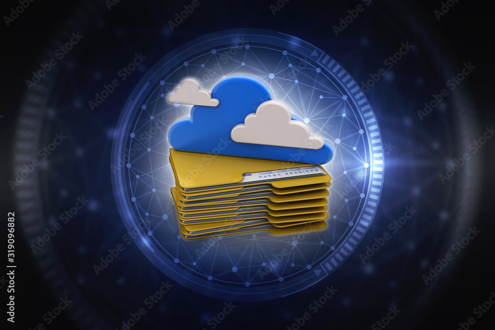 Poster 3d rendering folder with documents