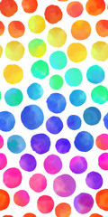 Watercolor circles seamless background pattern. Colorful dots  hand painted. Textile pattern, fabric swatch, wrapping paper.