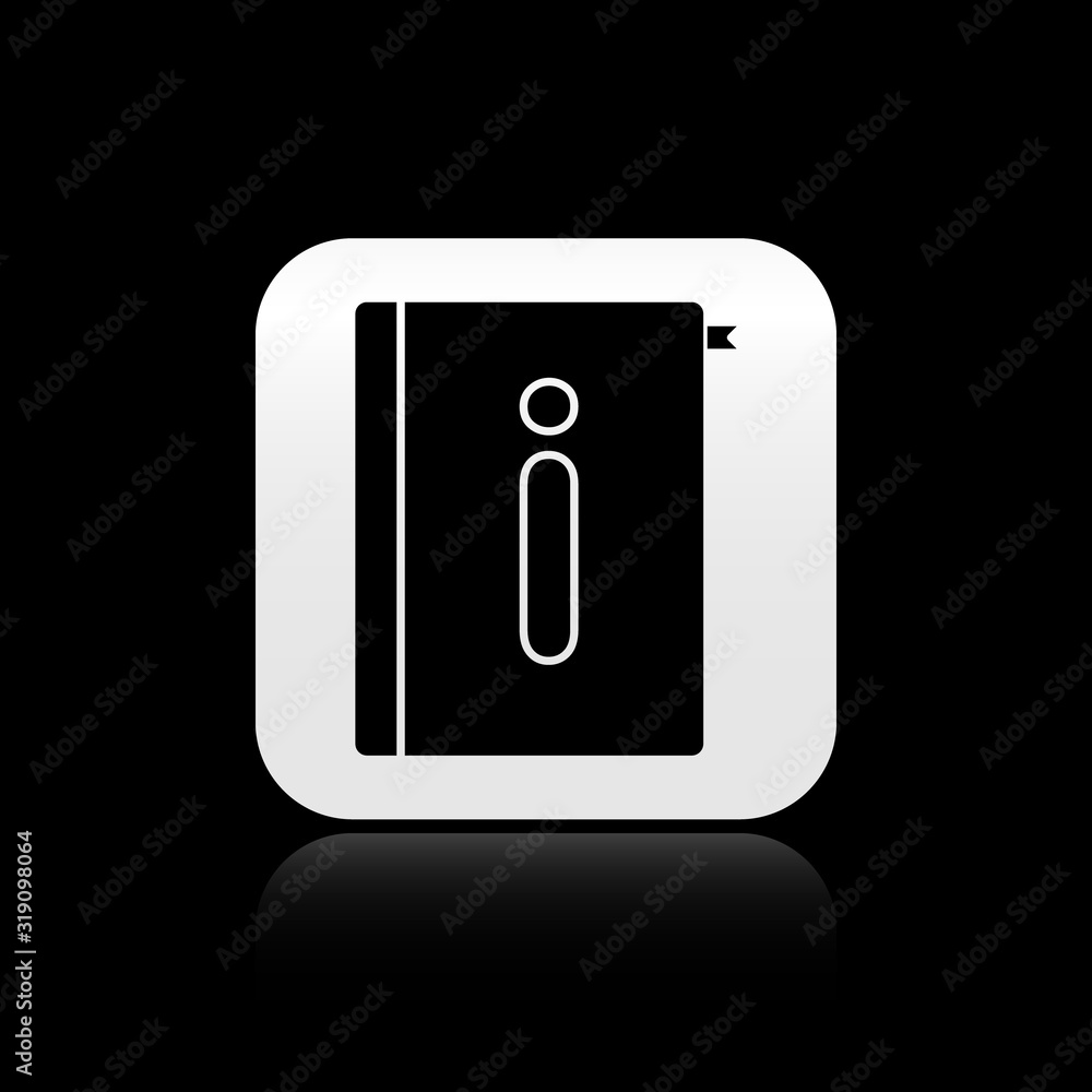 Poster black user manual icon isolated on black background. user guide book. instruction sign. read before 