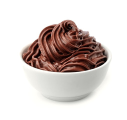 Chocolate cream isolated on white backgrounds.