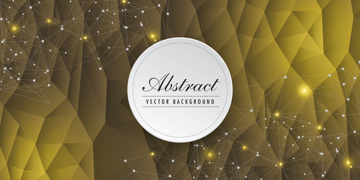 Abstract futuristic - Molecules technology with polygonal shapes on dark yellow background.