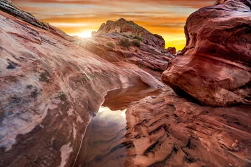The mesmerizing red rock layers and formations of the desert landscape at the Valley of Fire State Park near Las Vegas, Nevada USA. © S Quintans