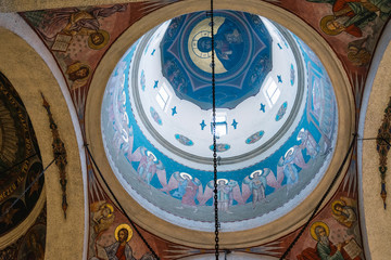 Bucharest, Romania - Dec 14, 2019: The old Saint John New Church near Unirii Square in Bucharest,...