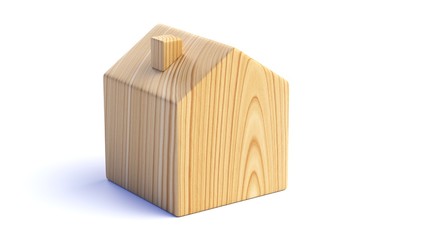 Wooden house isolated on white background. 3d illustration