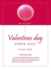 Valentines Day Party Flyer. Vector illustration Valentine's Day sale background Valentine's day card, sale and other flyer templates with lettering.