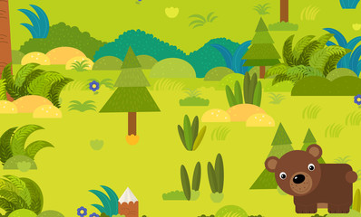 Obraz na płótnie Canvas cartoon forest scene with wild animal bear illustration
