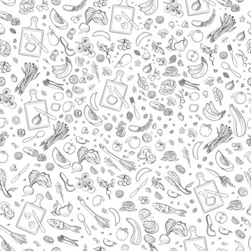 Healthy food vector pattern. Organic food background