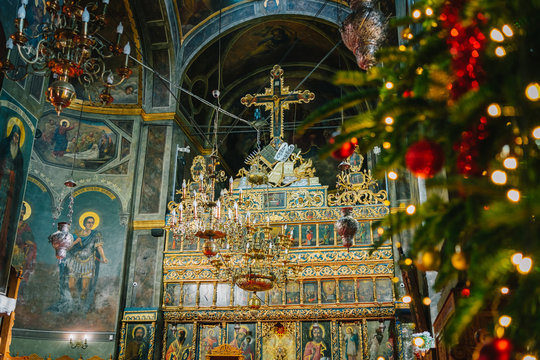 Bucharest, Romania - Dec 14, 2019: St. Antony's Orthodox Church, known as the Church of the Annunciation (Biserica Sfantul Anton) in Bucharest, Romania.