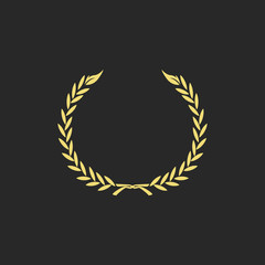 gold laurel wreath on the black background vector illustration.