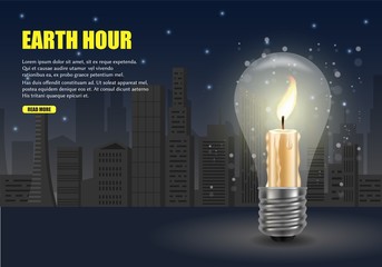 Earth hour worldwide movement vector web banner template