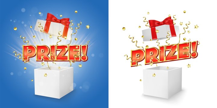 Prize gift box vector concept for banner, poster