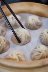 Fresh made steamed dumplings in asian restaurant in melbourne