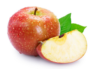 Fresh red apple isolated on white background