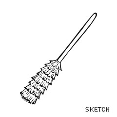Brush for cleaning dust on a white background in a vector