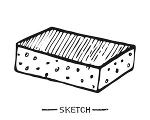 Sponge for washing dishes on a white background in vector