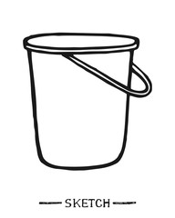 Bucket for washing floors on a white background in vector