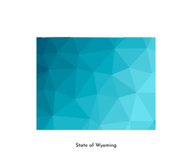 Vector isolated illustration icon with simplified blue map's silhouette of State of Wyoming (USA). Polygonal geometric style. White background