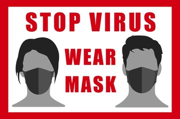 Warning Sign Stop Virus on white background