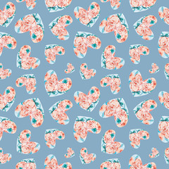 Obraz premium Seamless pattern with floral hearts. Valentines day