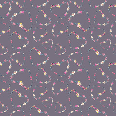 Seamless pattern with floral hearts. Valentines day