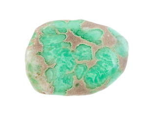 tumbled Variscite gemstone isolated on white