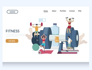 Fitness vector website landing page design template