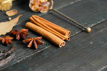 Dessert spices on black