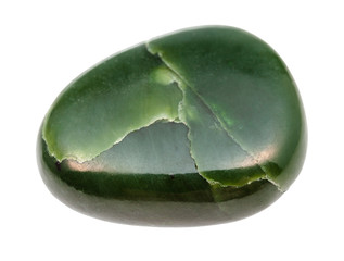 polished Nephrite (green jade) gem stone isolated