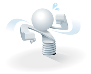 Cute little white Simplified man was screwed up on the floor