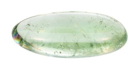 polished Prasiolite (green quartz) gem isolated