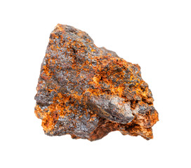 unpolished rusty Hematite rock (iron ore) isolated