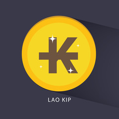 Fototapeta premium Lao kip currency symbol on gold coin