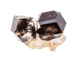Andradite garnet crystals isolated on white