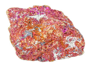 unpolished red Chalcopyrite rock isolated on white