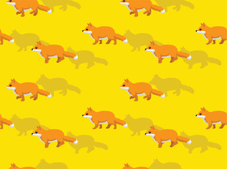 Fox Walking Cute Cartoon Vector Seamless Background Wallpaper-01