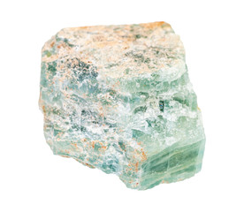 raw green Apatite rock isolated on white