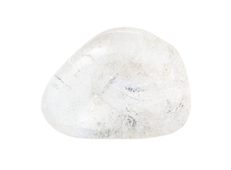 colorless Rock-crystal gem stone isolated on white