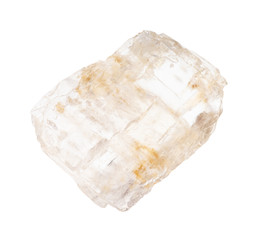 Petalite (castorite) crystal isolated on white