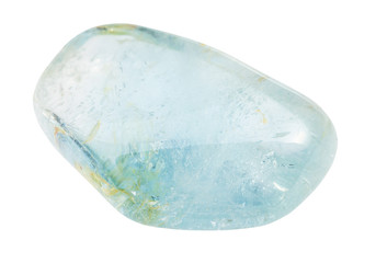 tumbled blue Topaz gemstone isolated on white