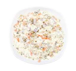 top view of portion of russian Olivier salad