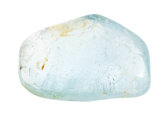 tumbled blue Topaz gem stone isolated on white