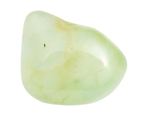 tumbled Prehnite gemstone isolated on white