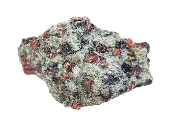 unpolished Eclogite rock isolated on white