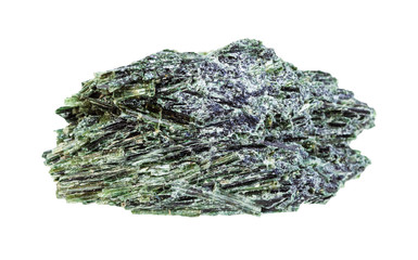 unpolished Actinolite rock isolated on white
