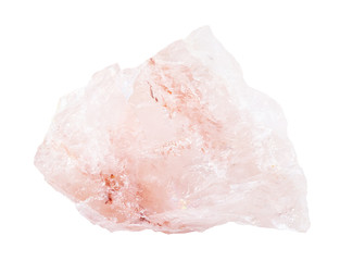 raw Rose quartz rock isolated on white