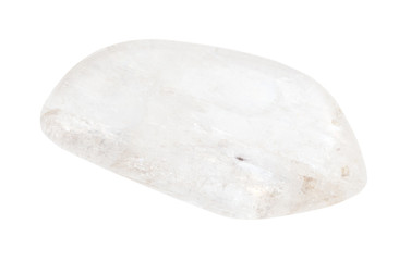 polished Natrolite gem stone isolated on white