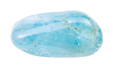 tumbled Aquamarine (blue Beryl) gem stone isolated