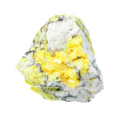 rough Sulphur (Sulfur) ore isolated on white